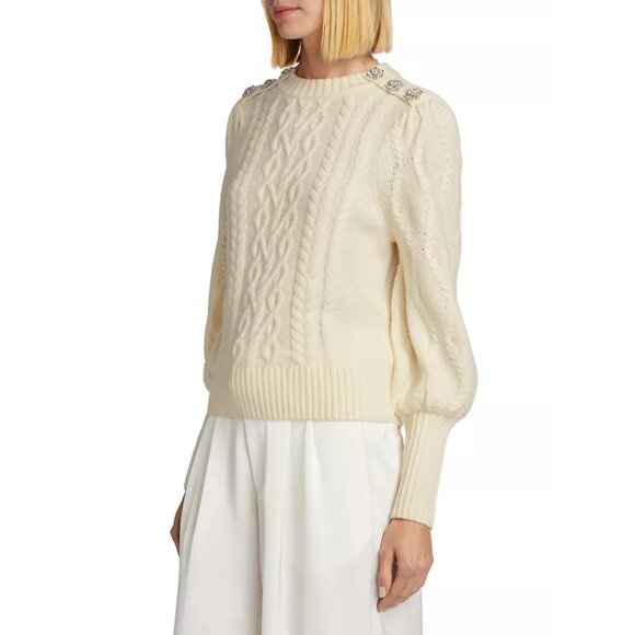 NEW Generation Love Size L,  Womens Rylan Merino Wool Cable-Knit Sweater - Cream - Picture 4 of 7